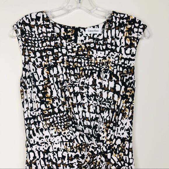 Calvin Klein white black abstract faux wrap dress - Picture 4 of 10